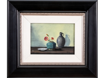 Signed Oil On Board Still Life With Poppies