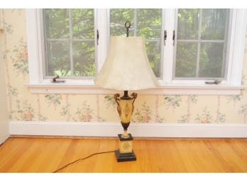 Twin Handled Metal Urn Form Table Lamp On A Pedestal Base