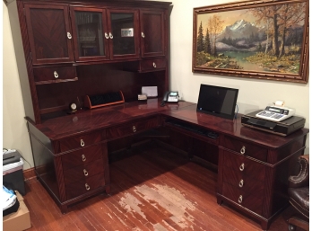 Cherrywood Executive Desk With Hutch Top And Computer 'L' Return