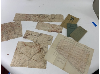 Fragments Of A World War 1 Map With Heavy Artillery Manuals