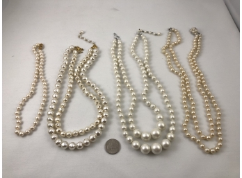 Set Of 4 Vintage Costume Pearl Necklaces