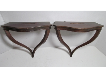 Pair Of Antique Wooden Wall Sconce Shelves