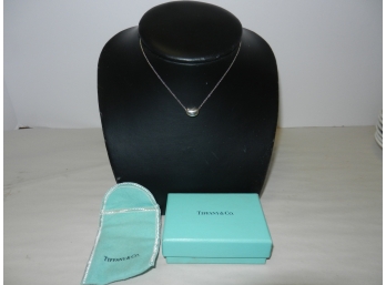 Gently Used TIFFANY & CO ELSA PERETTI Sterling Silver 925 Plain Bean Pendant Necklace
