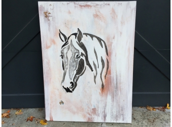 Unframed Oil On Canvas Horse Profile By Sarro