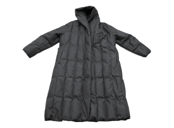 Eileen Fisher Reversible Quilted Down Coat With Hood - Size Medium