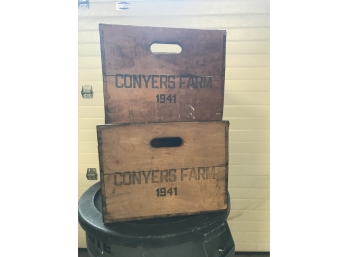 Set Of 2 1941 Conyers Farms (Greenwich) Wood Crates