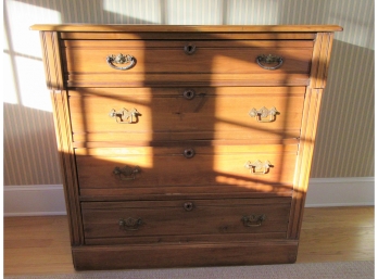 Antique 19th Century Refinished Pine Chest Of Drawers