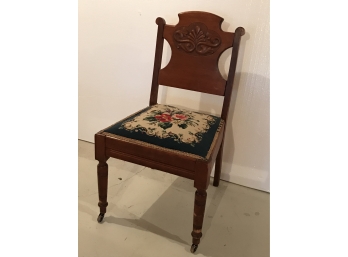 Beautiful Antique Chair With Needlepoint Seat