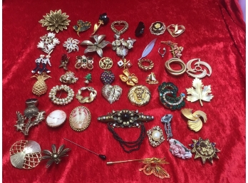Large Lot Of Vintage Broaches / Pins
