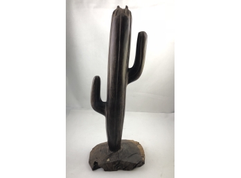 Large Vintage Hand Carved Cactus Sculpture