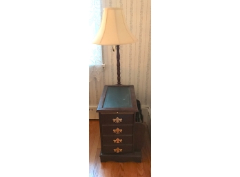 Side Table Lamp With Built In Magazine Rack And Two Doors