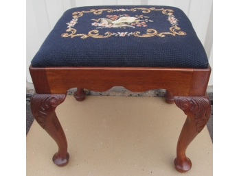 Mahogany Tapestery Top Queen Anne Foot Stool