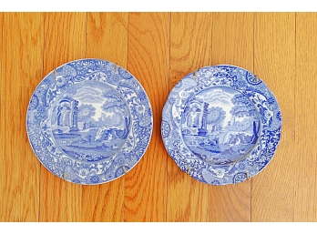 Two Smal Blue And White Copeland Spode Plates