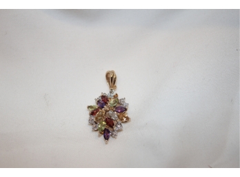 Gold Plated 925 Sterling Silver & Multi Colored Stones Pendant