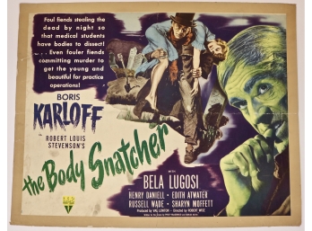 Original Vintage  Boris Karloff 's 'The Body Snatcher' Half Sheet Movie Poster