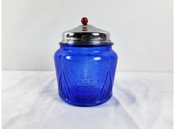 Antique Cobalt Blue Jar With Lid