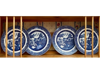 Johnson Bros. Willow Pattern Blue & White Plates (4)