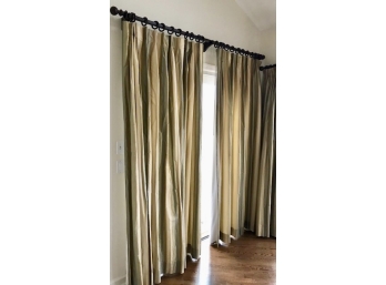 Set Of 10 Silk Curtains With Multicolor Design