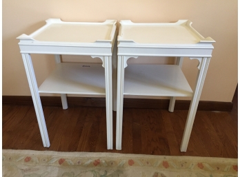 Pair OfTwo Tier Tray Top End Tables And Hanging Four Drawer Spice Shelf