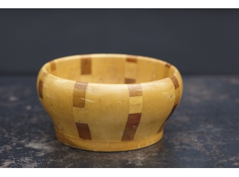 1950's Very Light Weight Balsa Wood Bowl With Wood Inlays