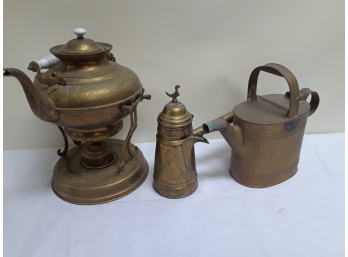 Three Brass Tea Pots