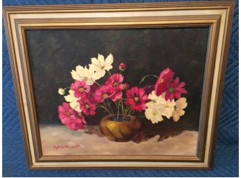 Oil On Canvas Bouquet Of Flowers, Signed Sylvia Pascarella