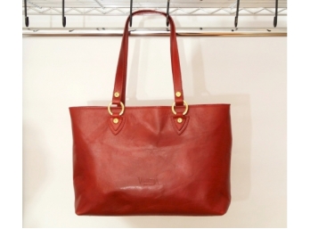 Red Leather Valentina Handbag Made In Italy