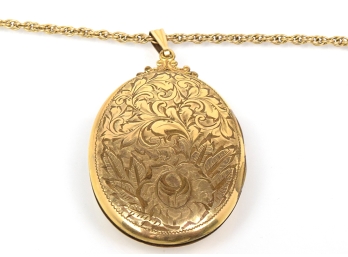 Large Gold Filled Photo Locket Necklace