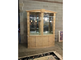 Contemporary Two Part China Cabinet With Interior Lights