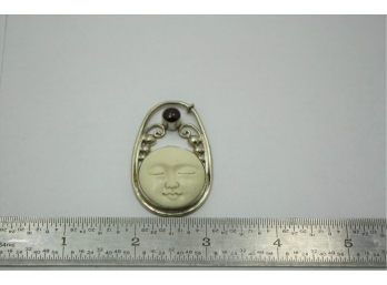 Sterling Silver Moon Face Pendant