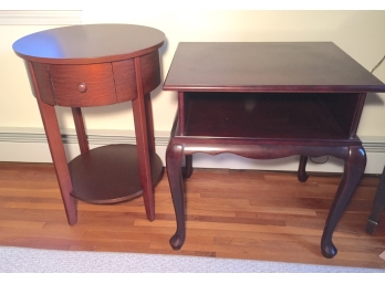 Two Vintage Hardwood End Tables