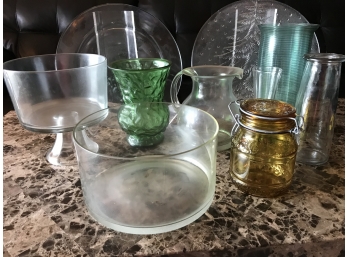Miscellaneous Glass Plates, Vases Pitchers & Bowls - 10 Pieces
