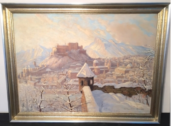 Oil On Canvas 'Salzburg Austria' Signed  K. Huber Dated 1953