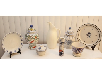 Ginger Jars, Large Pitcher, Platters, Made In Macau Vase, Deruta Pedestal Bowl And More