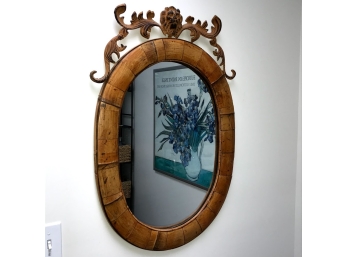 Bamboo Framed Mirror With A Lion