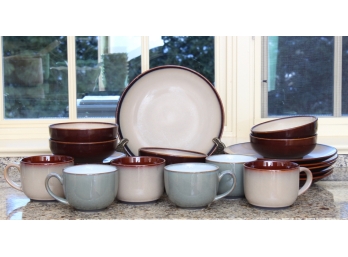 Sango, Nova Brown Pattern Stoneware Dinner Service - 24 Pieces