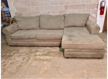Green Micro-Fiber Two Seat Sofa And Chaise Section