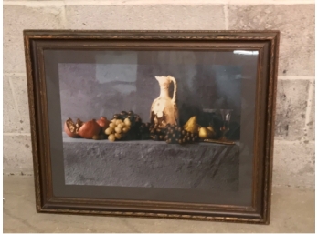 Wood Framed Still Life Print With Fruit