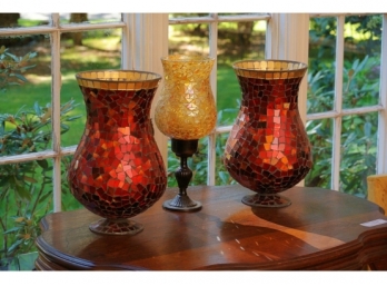 Three Glass Micro Mosaic Vases