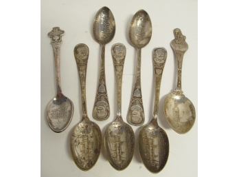 Antique Collector Spoon Lot (1890 Pan Am Expo, Rolex, Compold Grist Mill Etc)