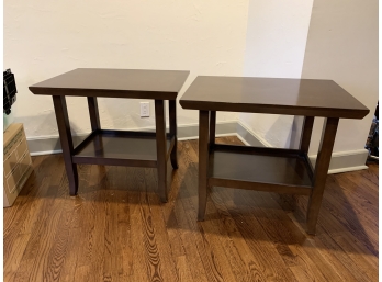 Pair Of Well Constructed Wood Side Tables