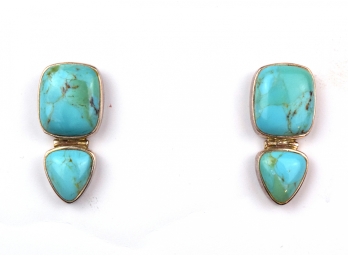 Fine Turquoise/Sterling Handmade Post Earrings