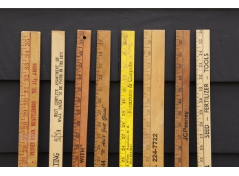 Set Of 8 Vintage 3ft Wooden Stick Rulers