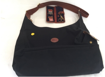 Longchamp Messenger Bag And Vintage Leather Sewing Kit