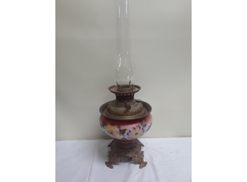 Antique Hurricane Lamp With Chimney