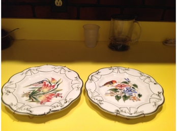 Pair Bird Plates Made In Italy