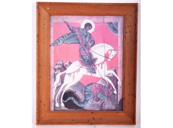 Antique 15th Century Russian Icon Painting 'Saint Michael Slaying The Dragon'