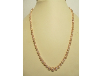 19' Graduated Pink Cultured Pearl Necklace 3mm-7mm With 14K Gold Clasp
