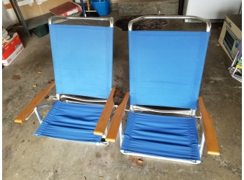 Pair Of Outdoor Portable Beach Chairs