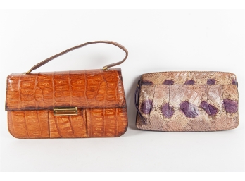 Pair Of Reptile Leather Handbags